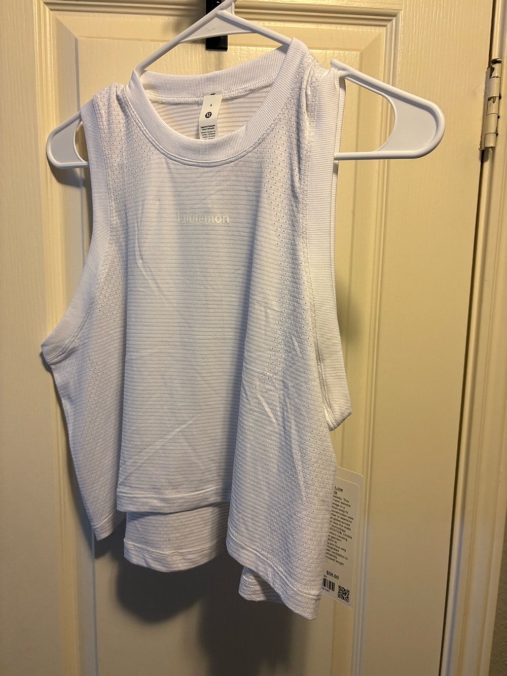 Lululemon White Swiftly High Low Crop Tank - Size 6 NWT